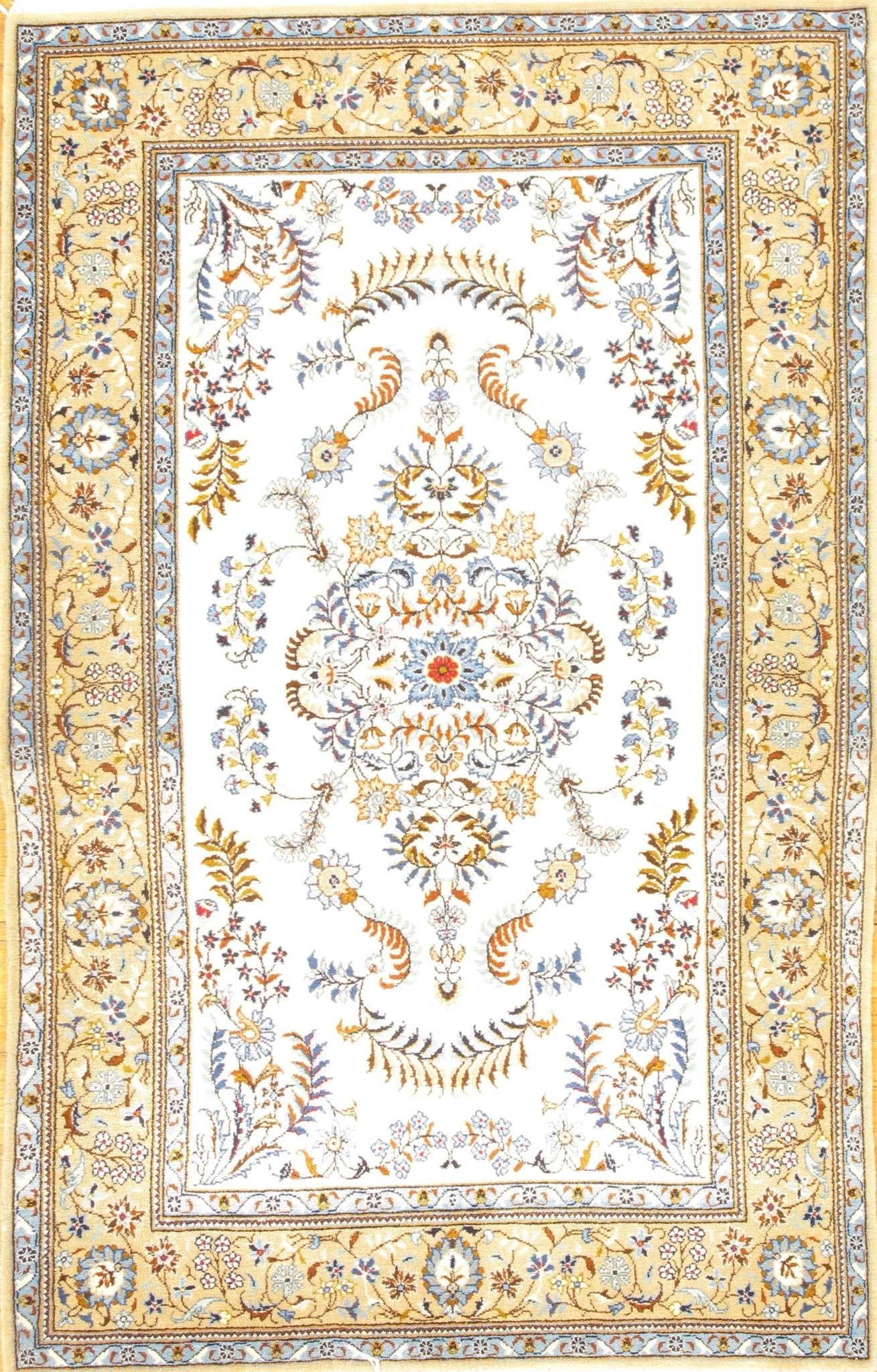 Canvello Ivory Silkroad Kashan Rug - 3'8'' X 5'9" - Canvello