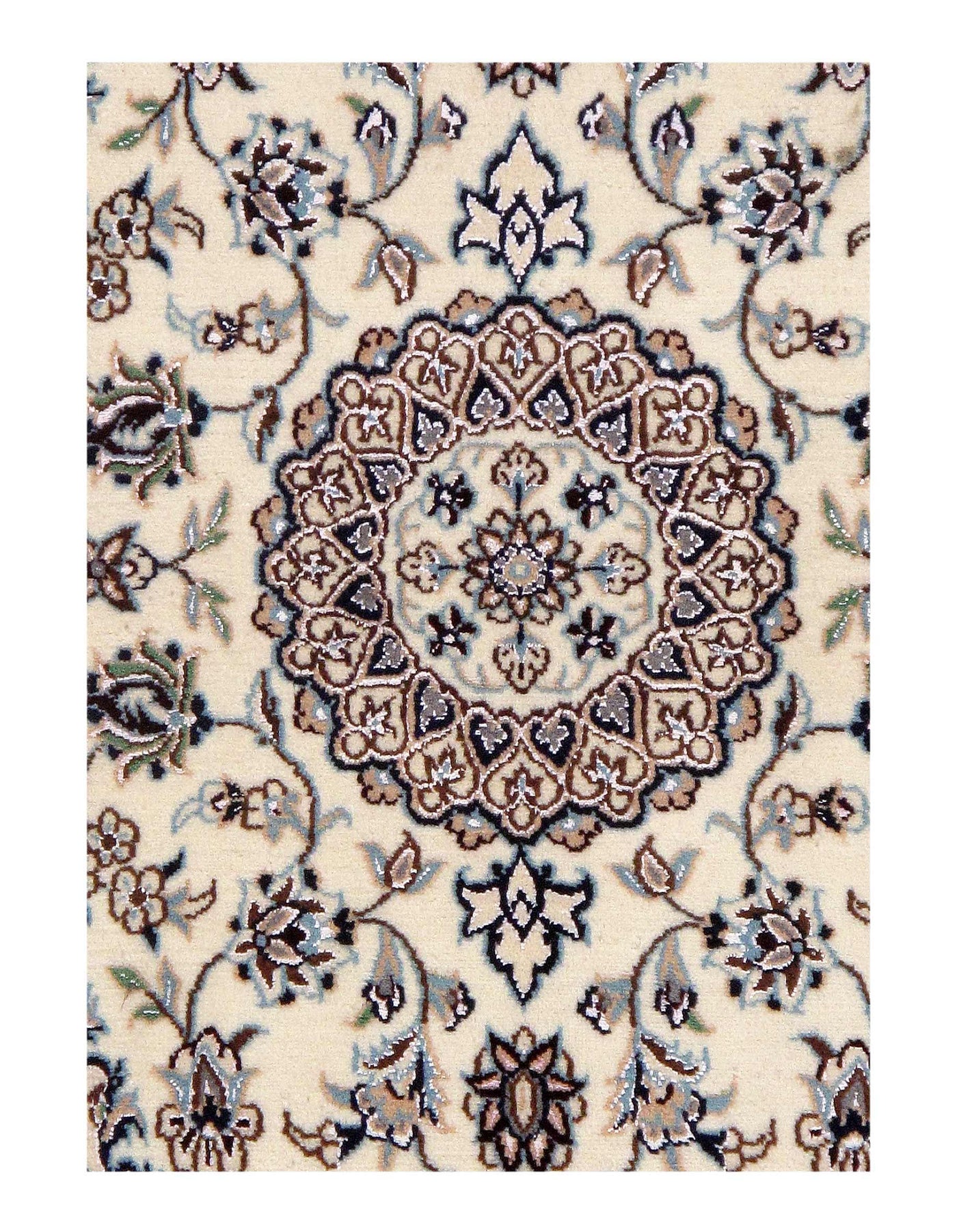 Ivory Persian Nain Silk & Wool Rug - 2' x 3'