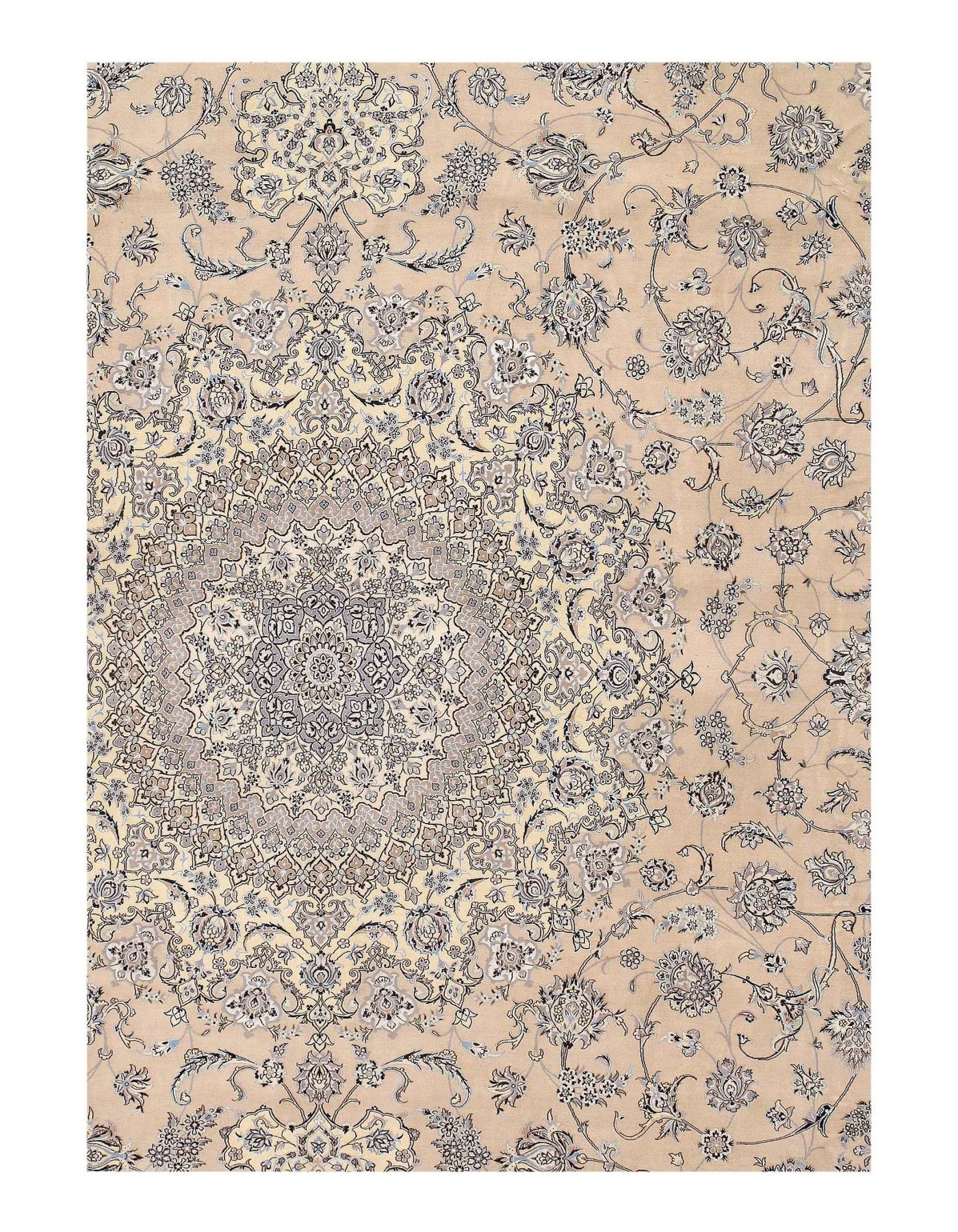 Canvello Ivory Silkroad Nain Silk & Wool Rug - 13' x 20' - Canvello