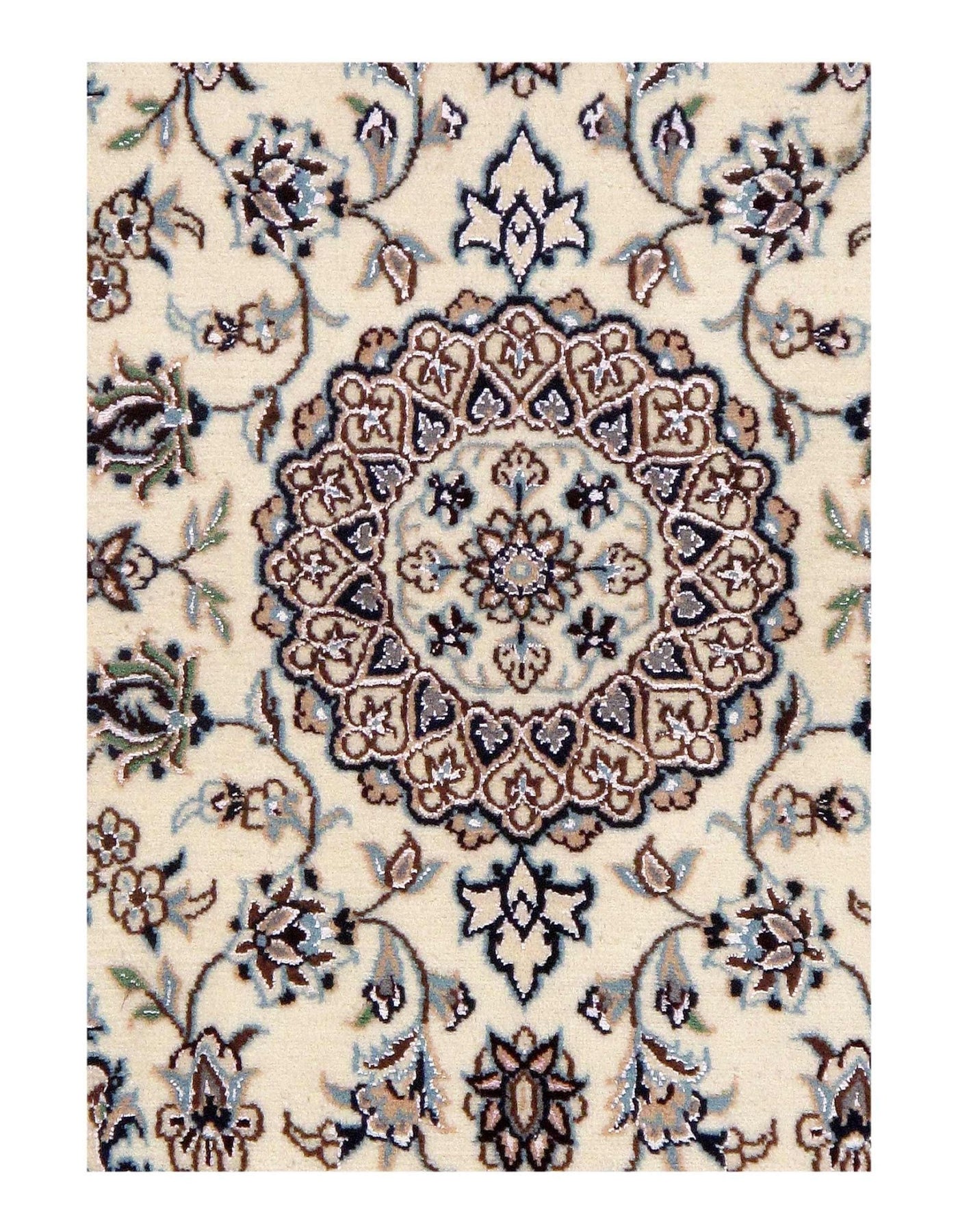 Canvello Ivory Silkroad Nain Silk & Wool Rug - 2' x 3' - Canvello