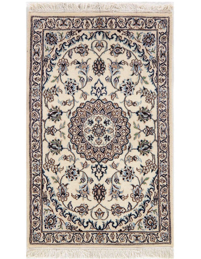 Canvello Ivory Silkroad Nain Silk & Wool Rug - 2' x 3' - Canvello