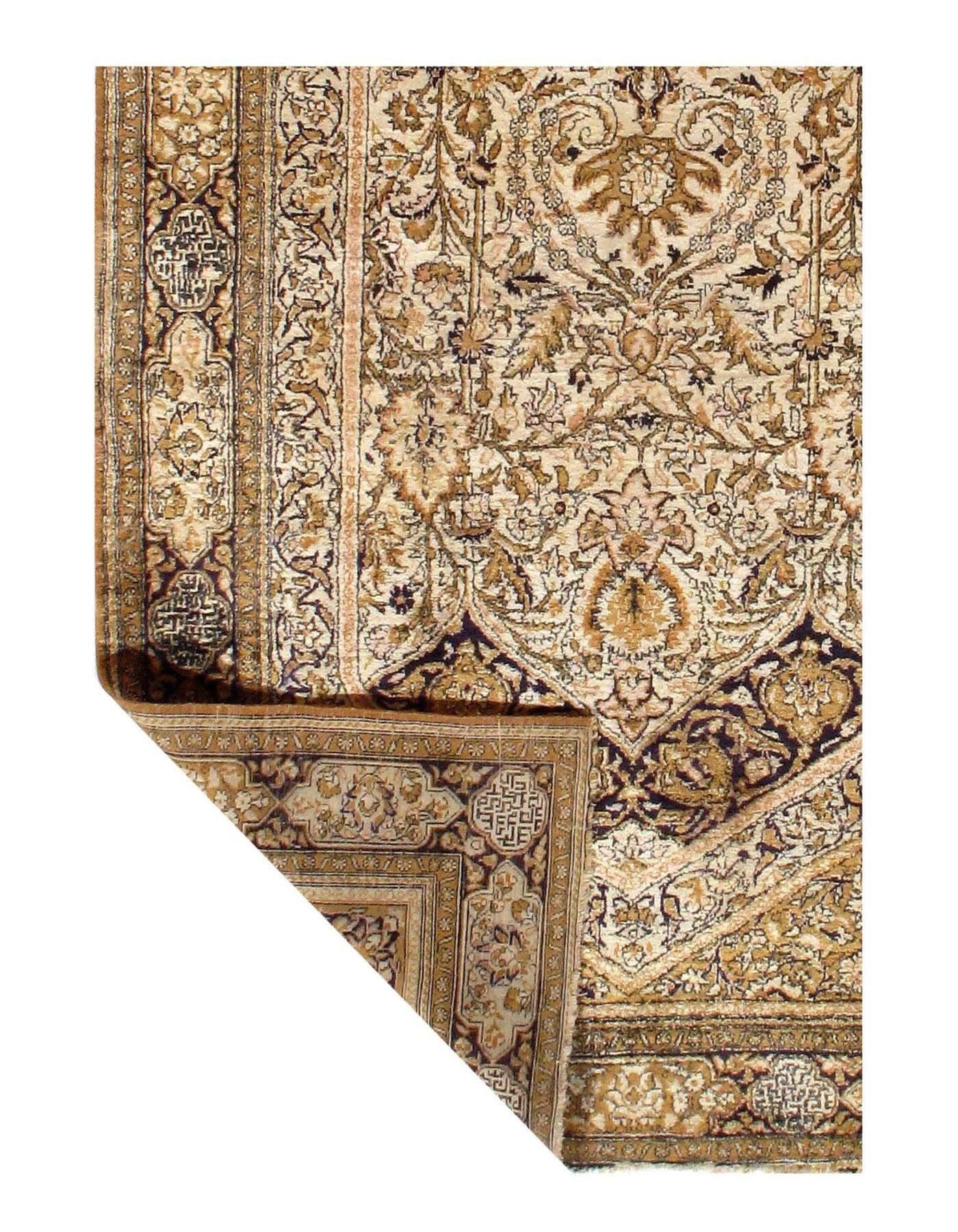 Canvello Ivory Silkroad Pure silk Qum Rug 3'x5' - Canvello