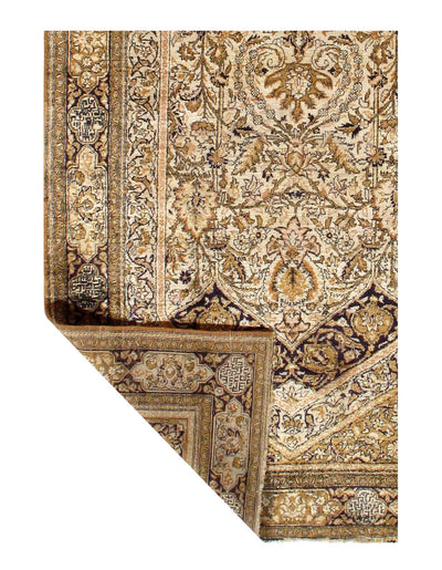 Canvello Ivory Silkroad Pure silk Qum Rug 3'x5' - Canvello