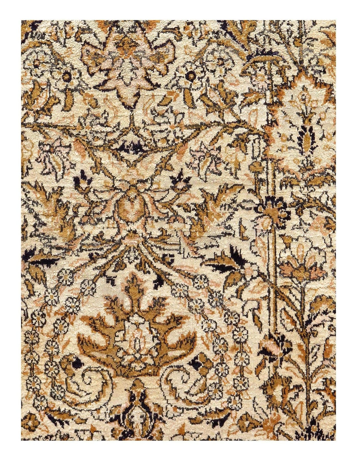 Canvello Ivory Silkroad Pure silk Qum Rug 3'x5' - Canvello