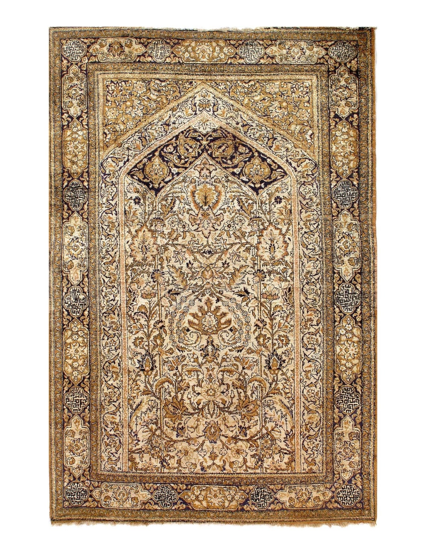 Canvello Ivory Silkroad Pure silk Qum Rug 3'x5' - Canvello