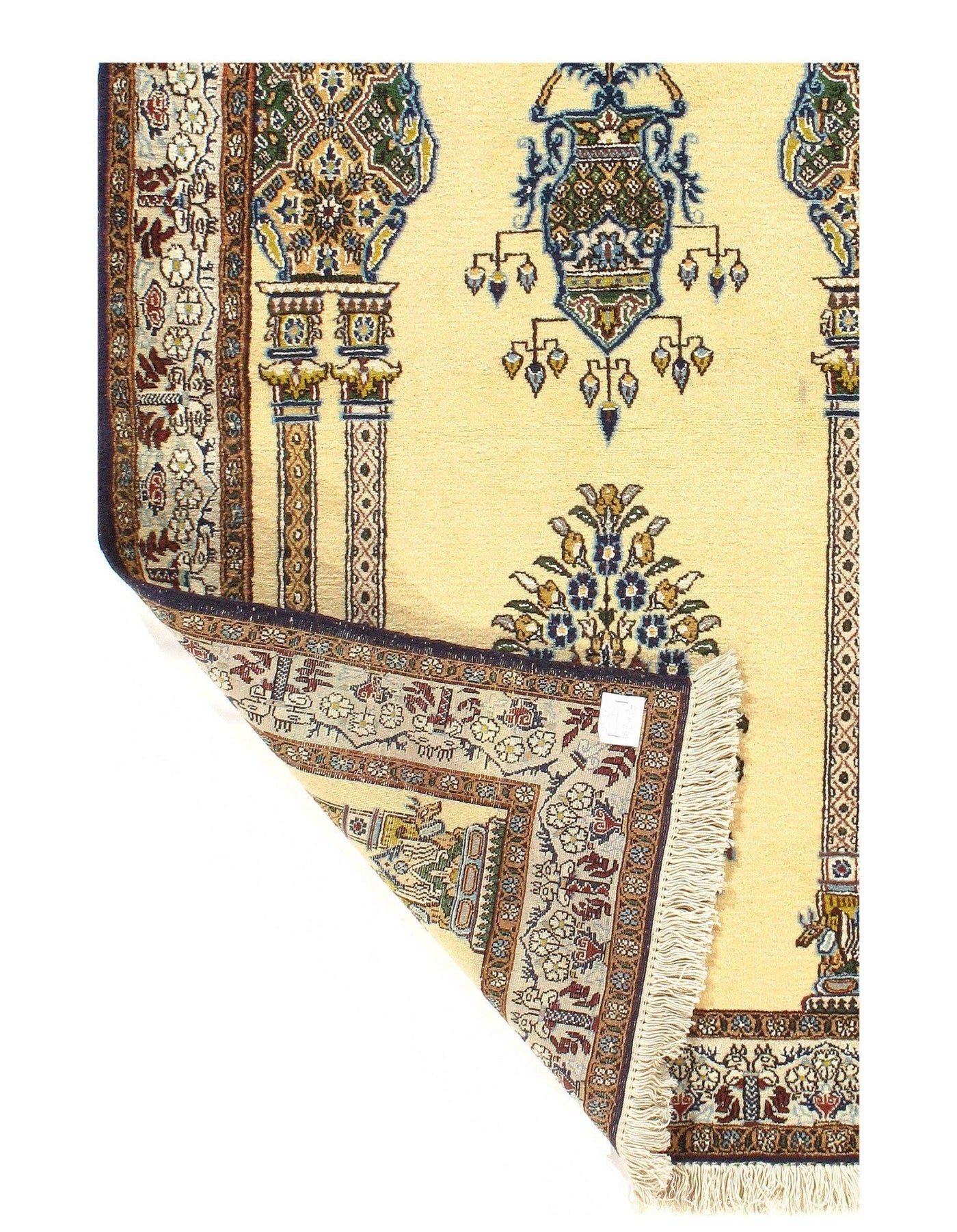 Canvello Ivory Silkroad Qum Wool & Silk Rugs - 3' X 5' - Canvello