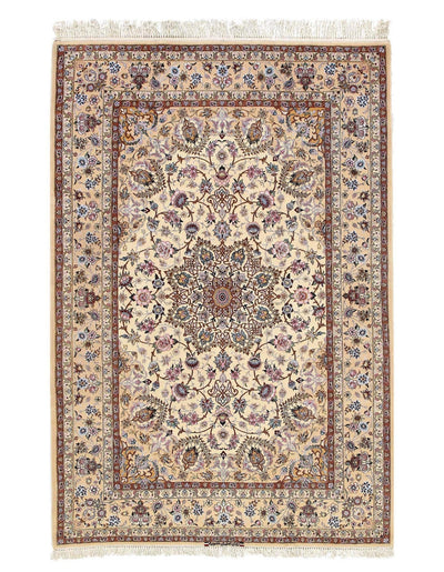 Canvello Ivory Silkroad silk & wool Isfahan 5'2" X 7'6" - Canvello