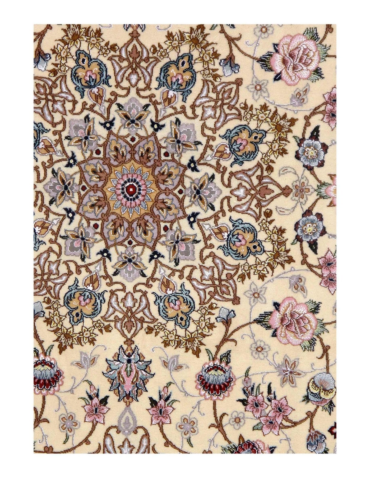 Canvello Ivory Silkroad silk & wool Isfahan 5'2" X 7'6" - Canvello