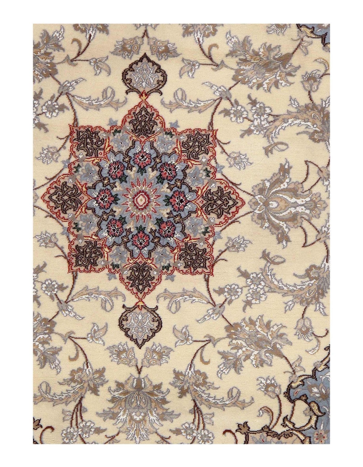 Canvello Ivory Silkroad silk & wool Isfahan Rug - 3' X 4'2" - Canvello