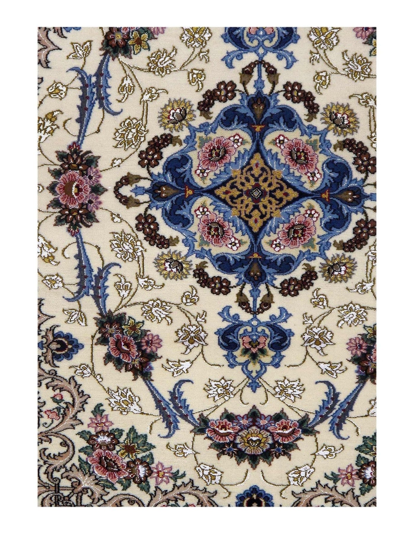 Canvello Ivory Silkroad silk & wool Isfahan Rug - 3'2" X 4'4" - Canvello