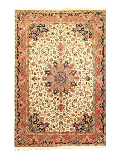 Canvello Ivory Silkroad Tabriz Design 6' X 9' - Canvello