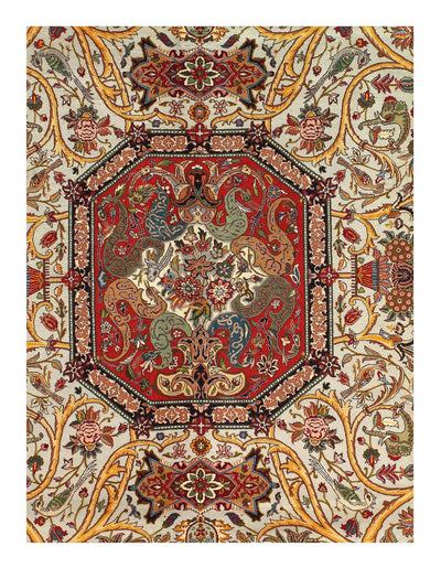 Canvello Ivory Silkroad Tabriz Rug - 10' X 13' - Canvello