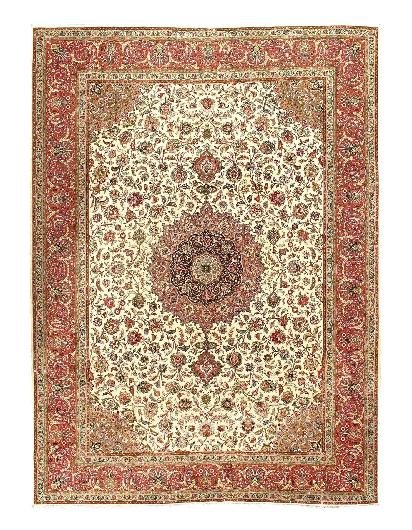 Canvello Ivory Silkroad Tabriz Rug - 8'2'' X 11'4'' - Canvello