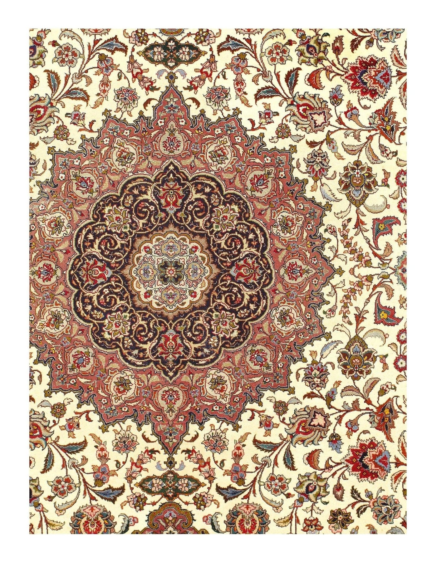 Canvello Ivory Silkroad Tabriz Rug - 8'2'' X 11'4'' - Canvello