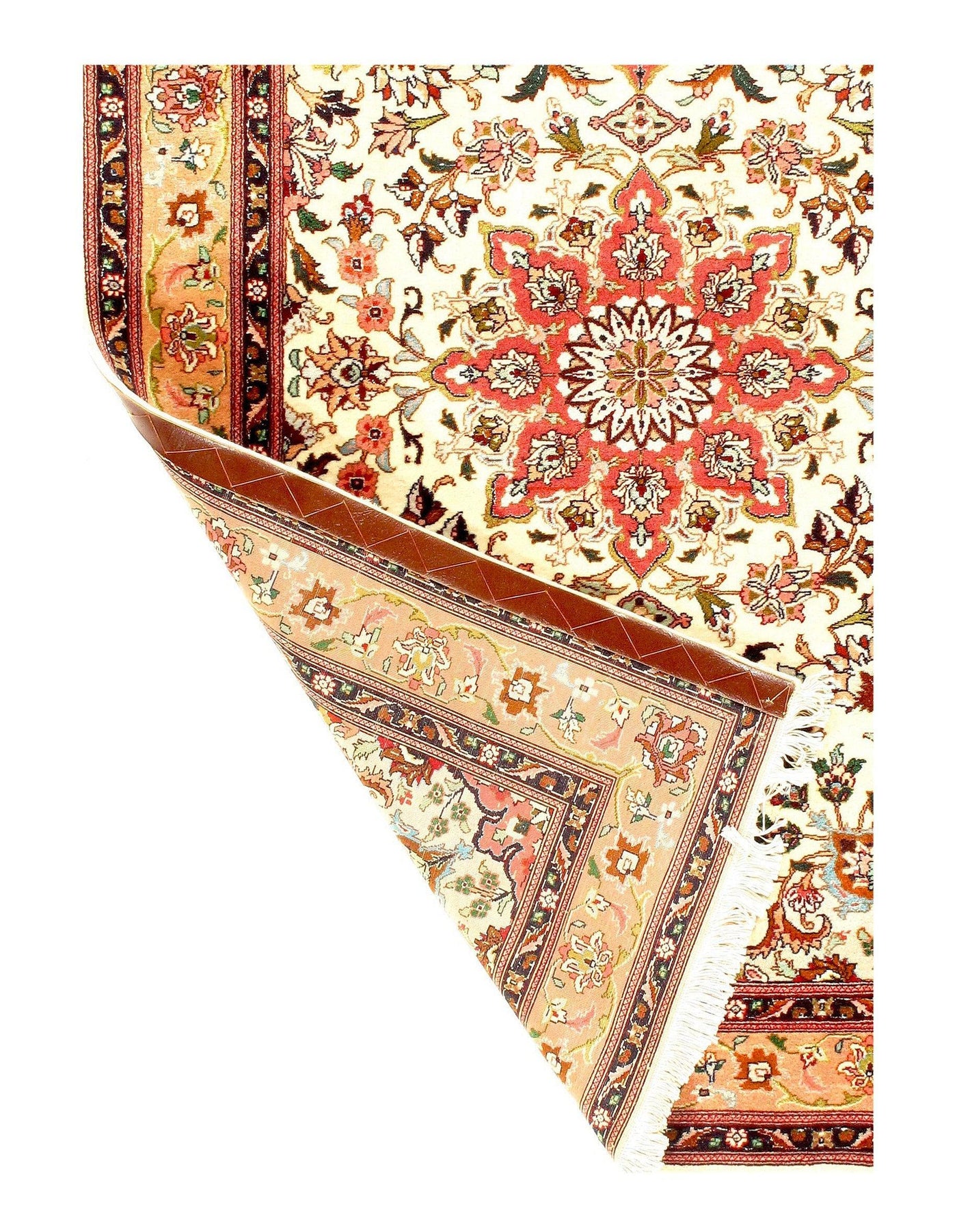 Ivory Persian Tabriz silk & wool Rug - 3'6" X 5'