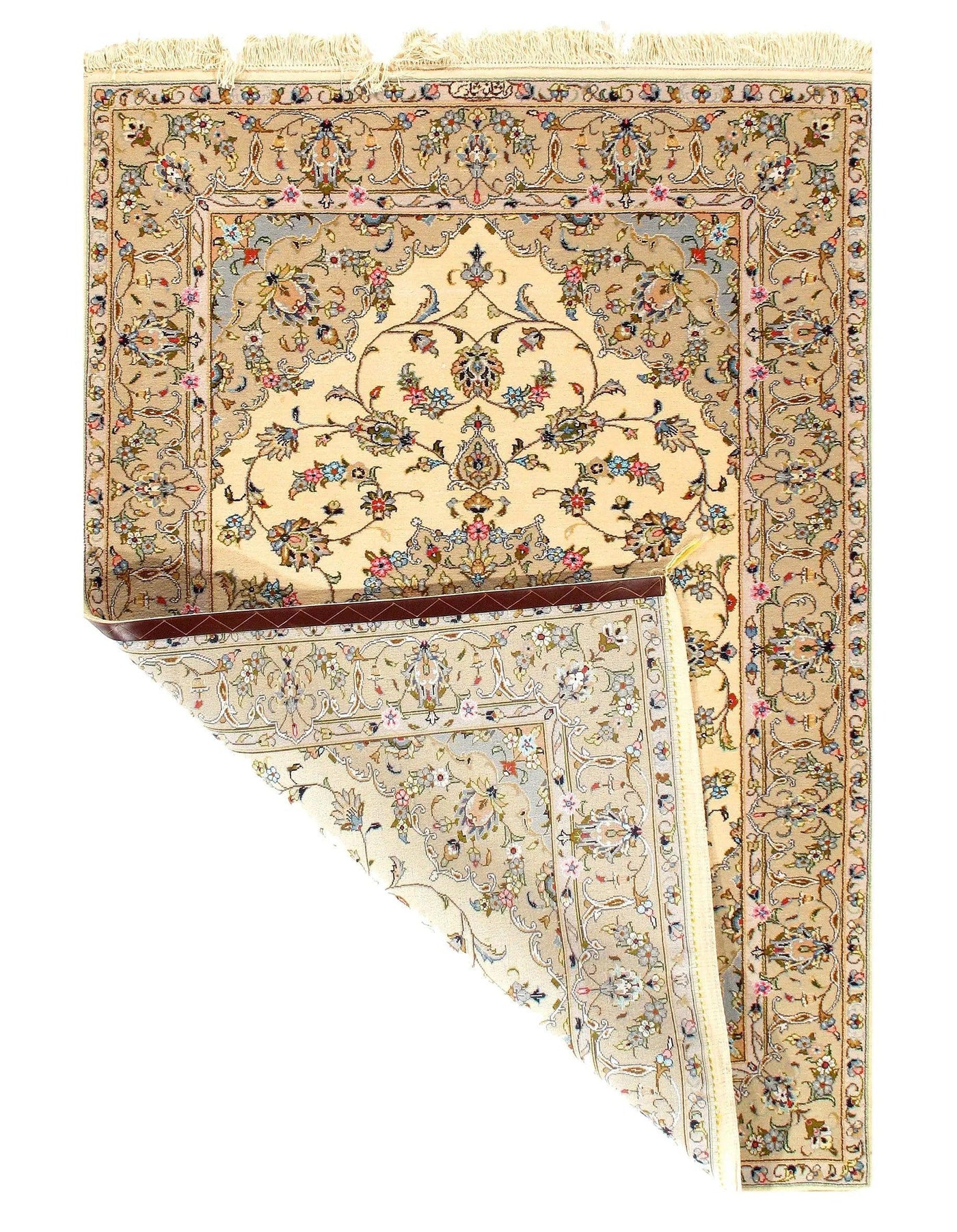 Ivory Persian Tabriz silk & wool Rug - 4'8"x6'8"