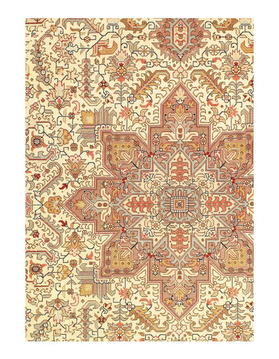 Ivory Persian Tabriz silk & wool Rug - 7'x10'