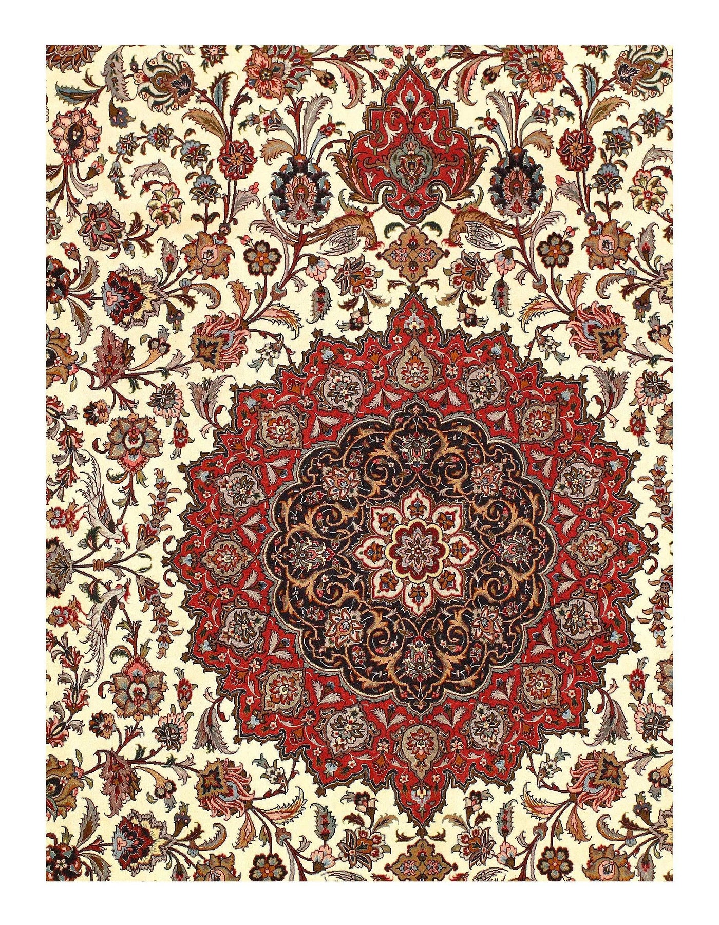 Ivory Persian Tabriz silk & wool Rug - 8'1'' X 11'6''