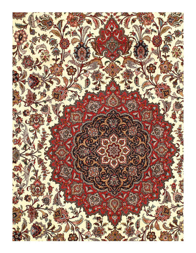 Ivory Persian Tabriz silk & wool Rug - 8'1'' X 11'6''