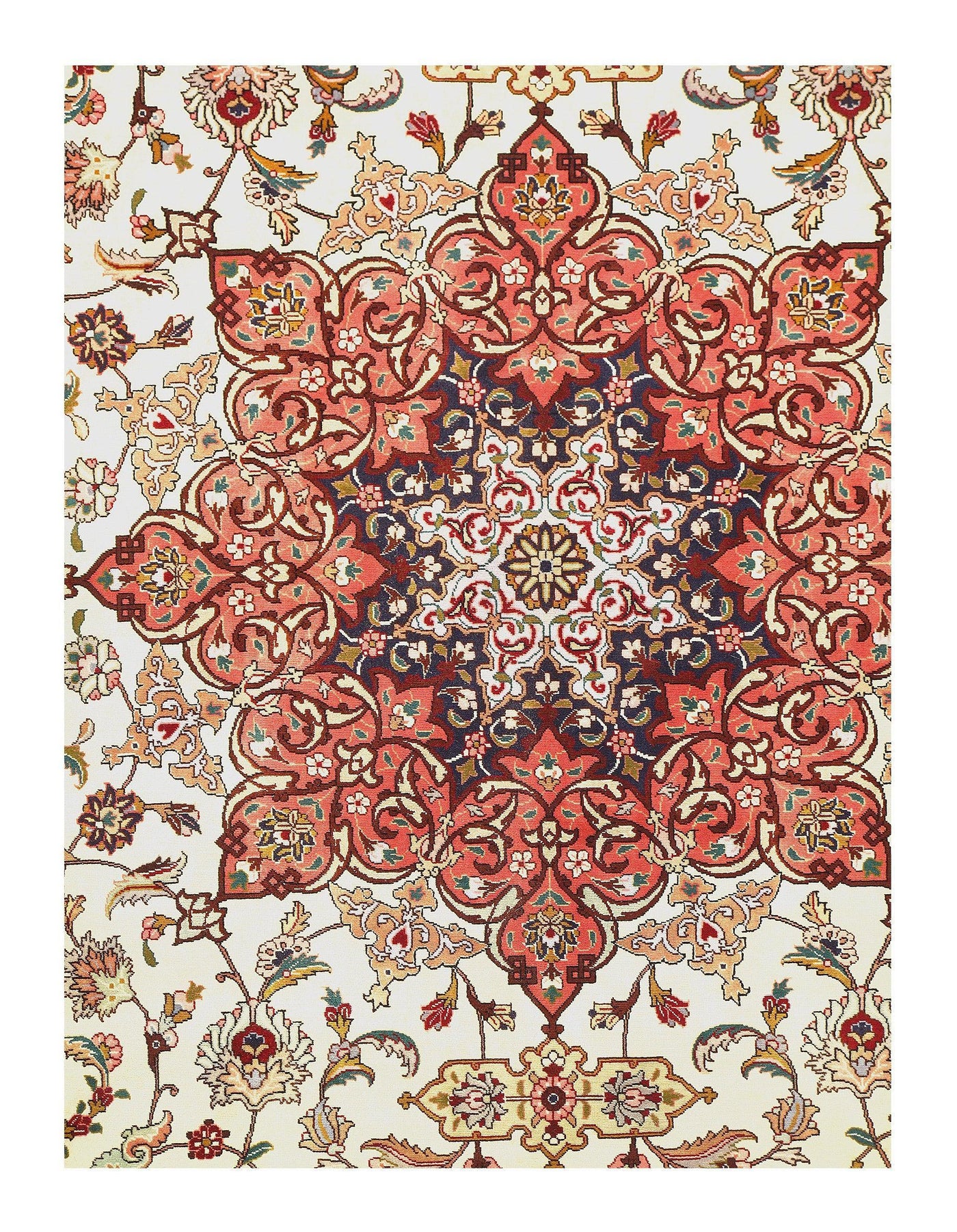 Ivory Persian Tabriz silk & wool Rug - 8 ' X 10'