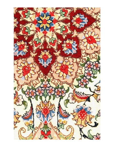 Canvello Ivory Silkroad Tabriz silk & wool Rug - 3'4" X 5' - Canvello