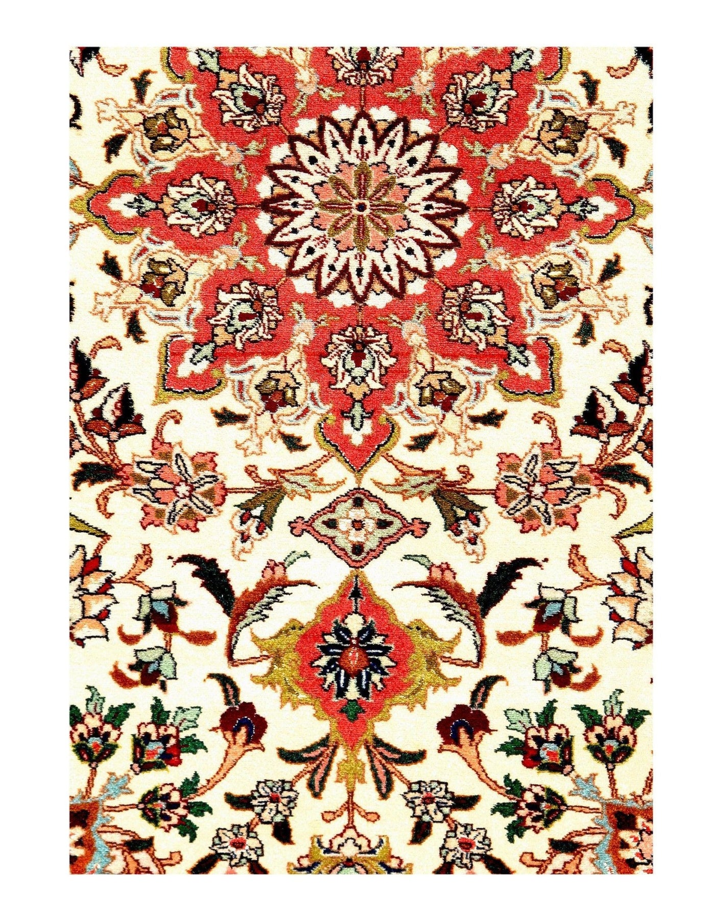 Canvello Ivory Silkroad Tabriz silk & wool Rug - 3'6" X 5' - Canvello