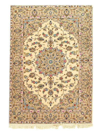 Canvello Ivory Silkroad Tabriz silk & wool Rug - 4'8"x6'8" - Canvello