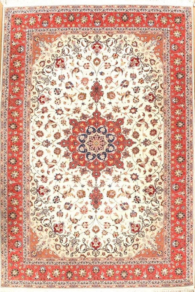 Canvello Ivory Silkroad Tabriz silk & wool Rug - 7'x10' - Canvello