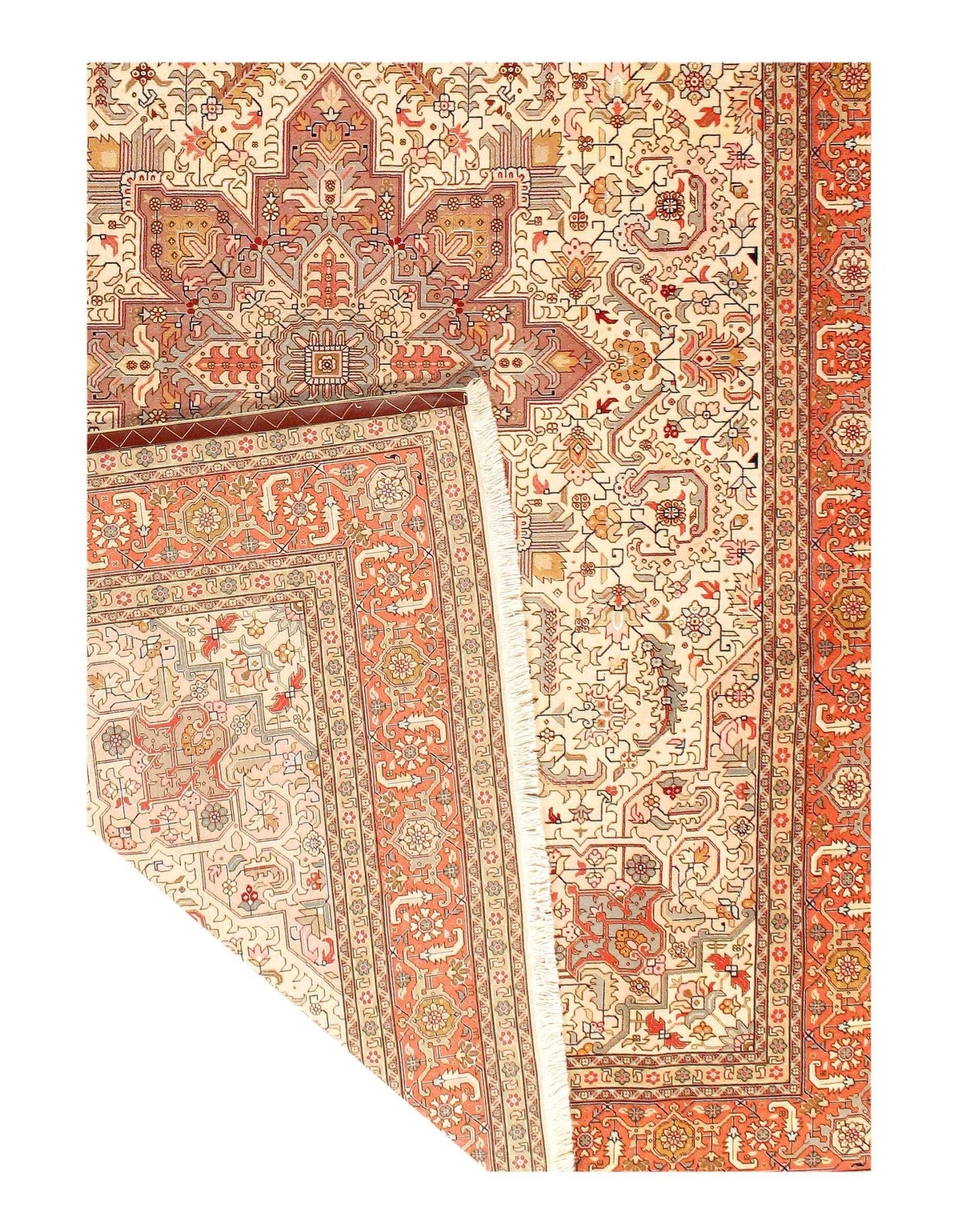 Canvello Ivory Silkroad Tabriz silk & wool Rug - 7'x10' - Canvello