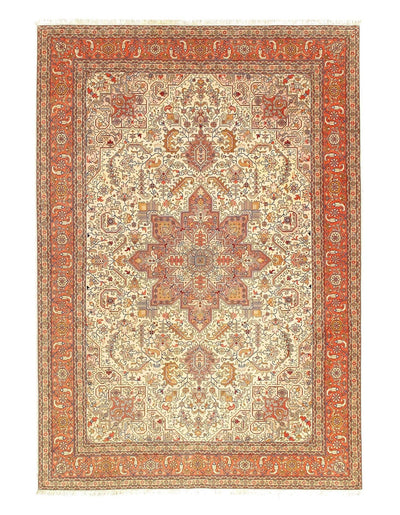 Canvello Ivory Silkroad Tabriz silk & wool Rug - 7'x10' - Canvello