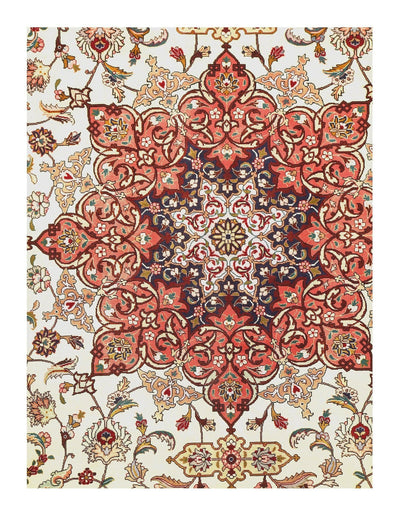 Canvello Ivory Silkroad Tabriz silk & wool Rug - 8 ' X 10' - Canvello