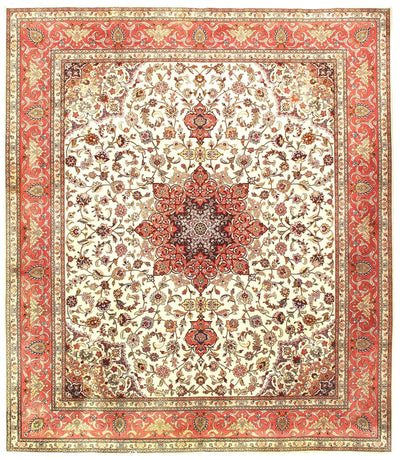 Canvello Ivory Silkroad Tabriz silk & wool Rug - 8 ' X 10' - Canvello