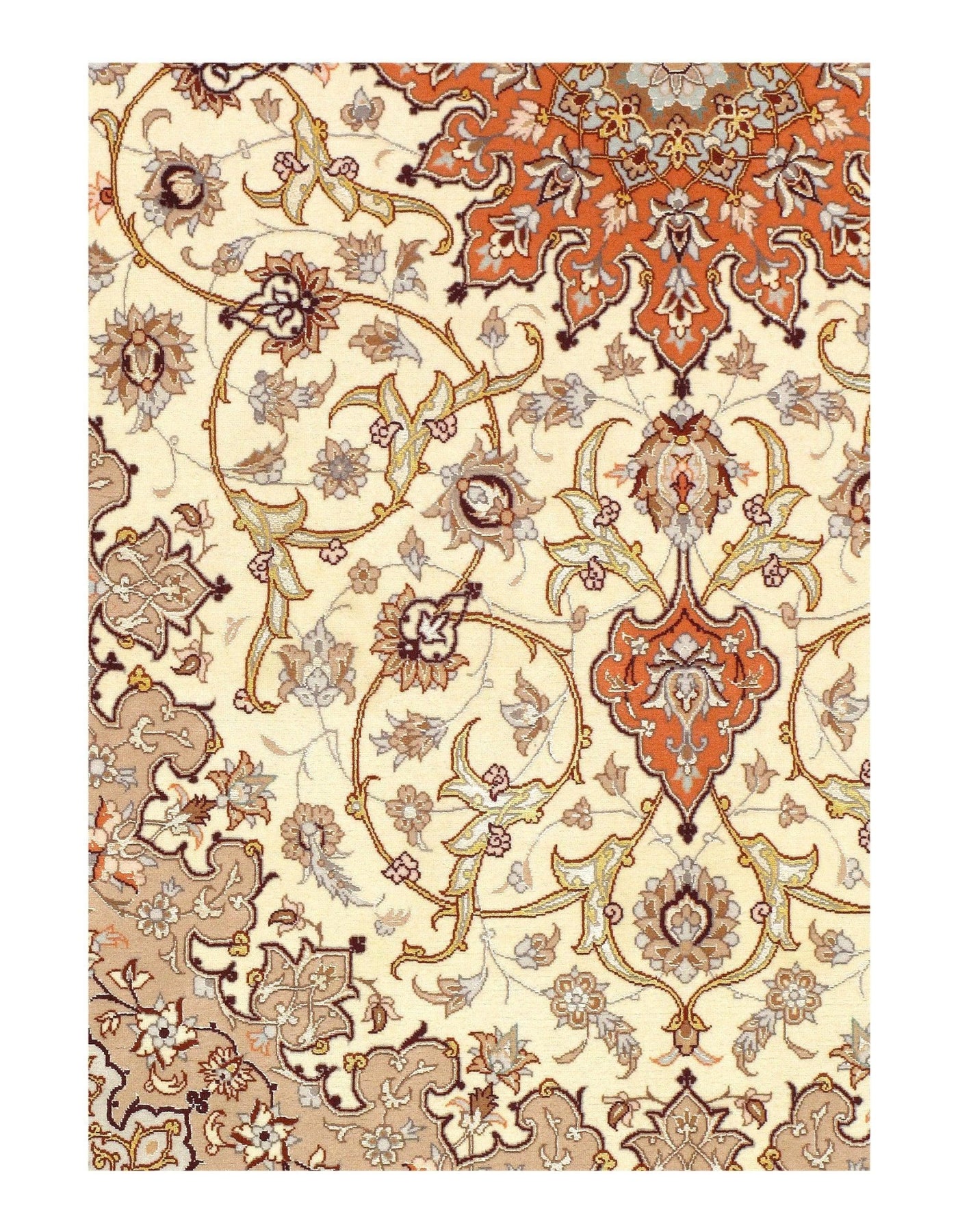 Canvello Ivory Super Fine Silkroad Isfahan Silk & Wool 4'9" x 7'5" - Canvello