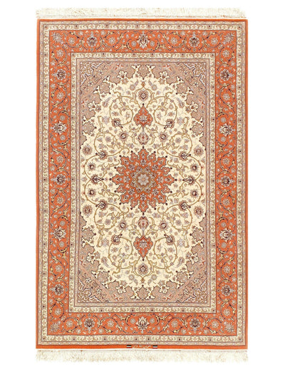 Canvello Ivory Super Fine Silkroad Isfahan Silk & Wool 4'9" x 7'5" - Canvello