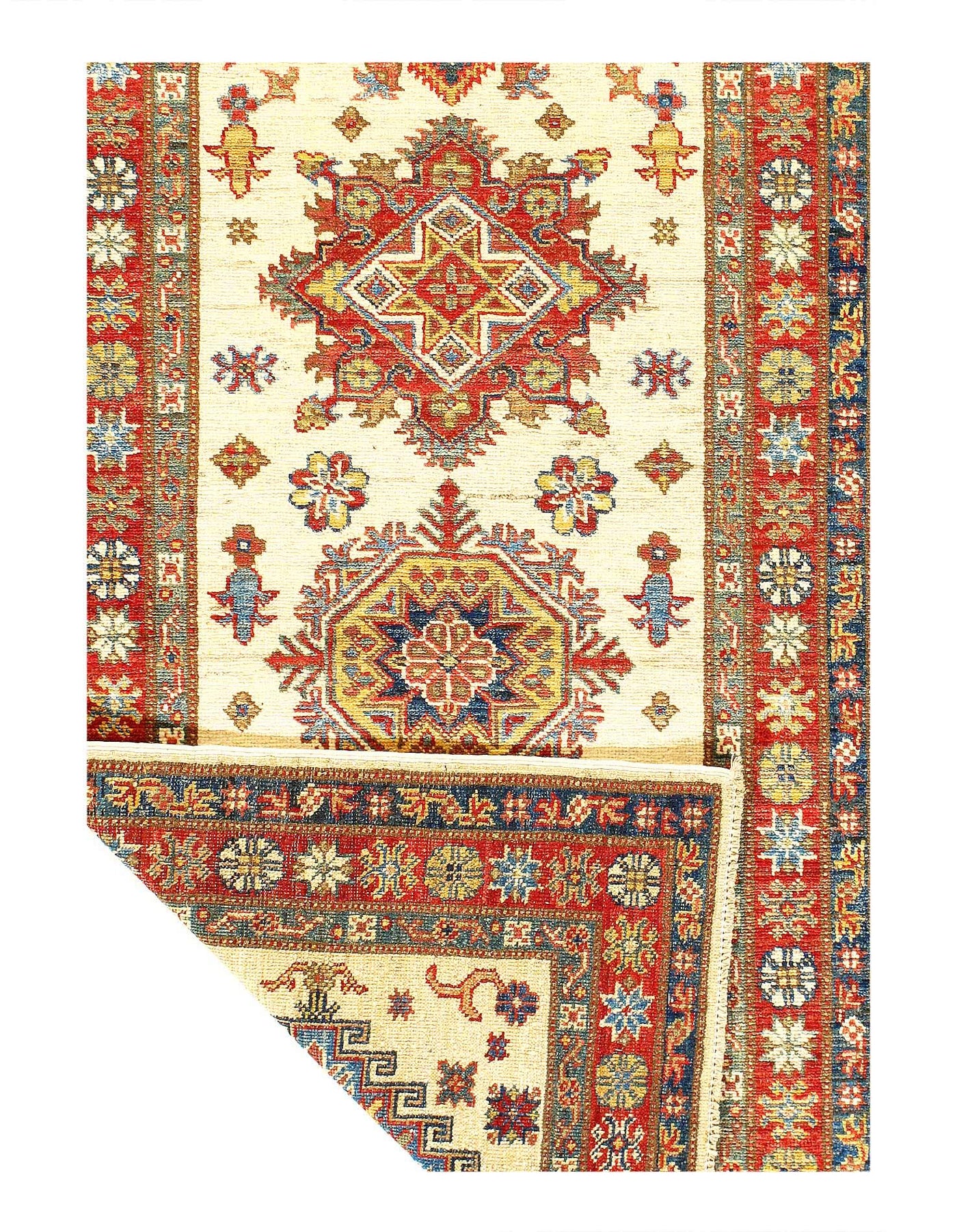 Canvello Ivory Super Kazak Lamb's Wool Runner - 2'7" X 12'7" - Canvello