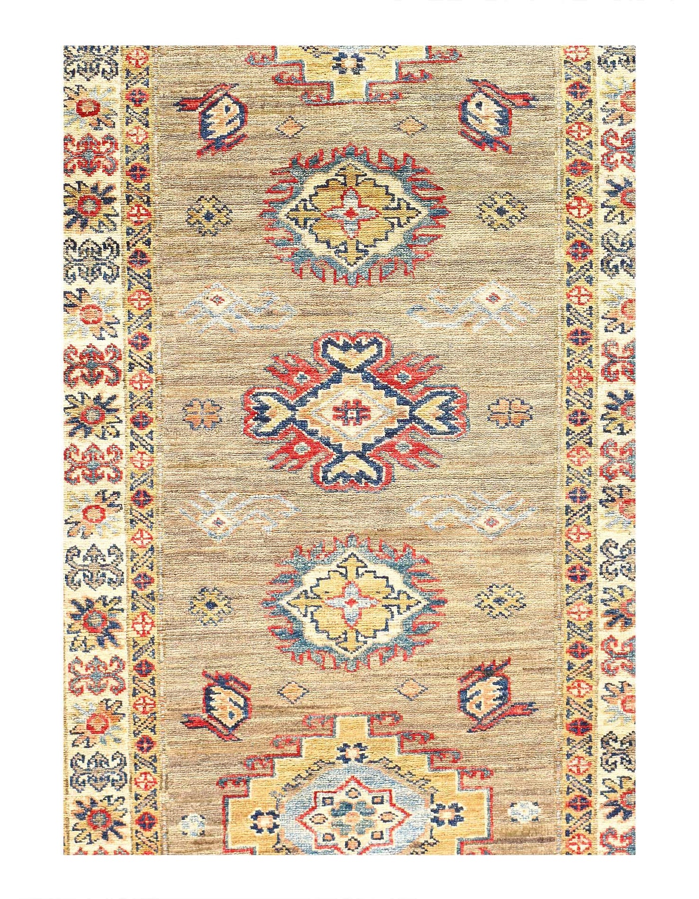 Canvello Ivory Super Kazak Lamb's Wool Runner - 2'8" X 13' - Canvello