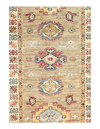 Canvello Ivory Super Kazak Lamb's Wool Runner - 2'8" X 13' - Canvello