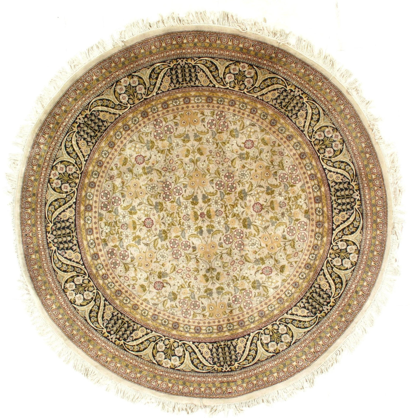 Canvello Ivory Tabriz Round Rug - 6' X 6' - Canvello