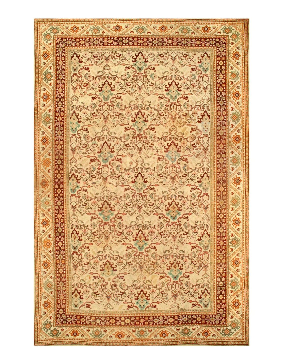 Canvello Ivory Turkish Antique Oushak Rug- 11'3'' X 17'2''