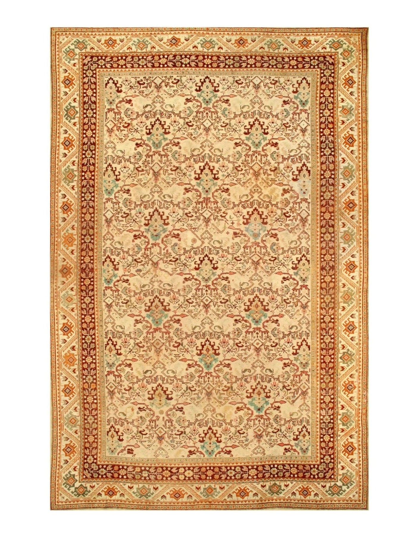 Canvello Ivory Turkish Antique Oushak Rug - 11'3'' X 17'2'' - Canvello