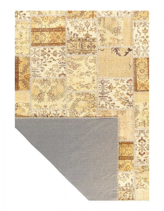 Canvello Ivory Turkish Patchwork Rug - 6' X 9' - Canvello