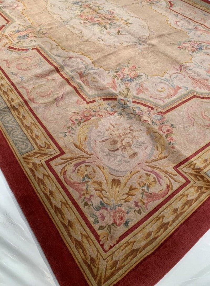 Canvello Ivory Vintage Chinese Savonnerie Rug - 10'3'' X 14'6''