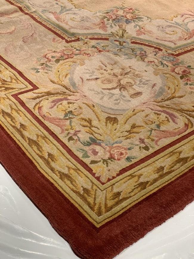 Canvello Ivory Vintage Chinese Savonnerie Rug - 10'3'' X 14'6''