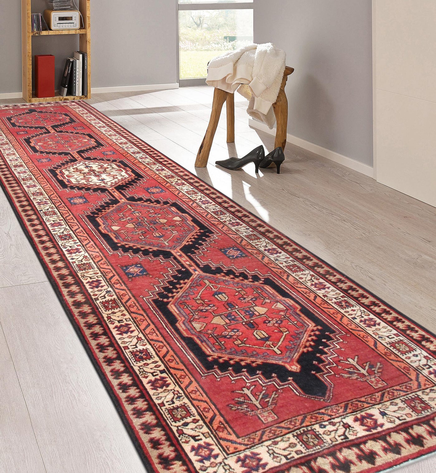 Canvello Karajeh Lamb's Wool Rust Area Rugs - 3'6" X 10'10"