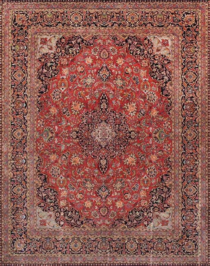 Canvello Kashan Silkroad Design Hand - Knotted Lamb's Wool Area Rug - 10'1" X 14'3" - Canvello