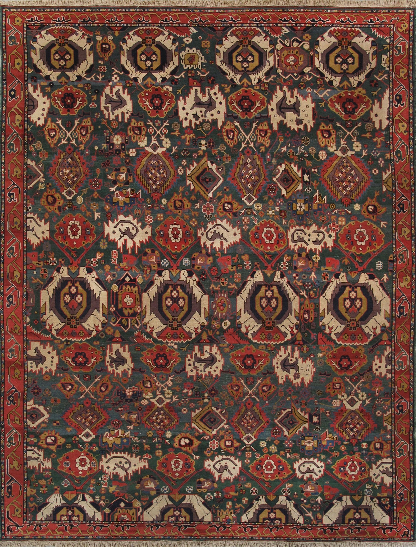 Canvello Kazak Hand-Knotted Lamb's Wool Area Rug- 8'11" X 11'7"