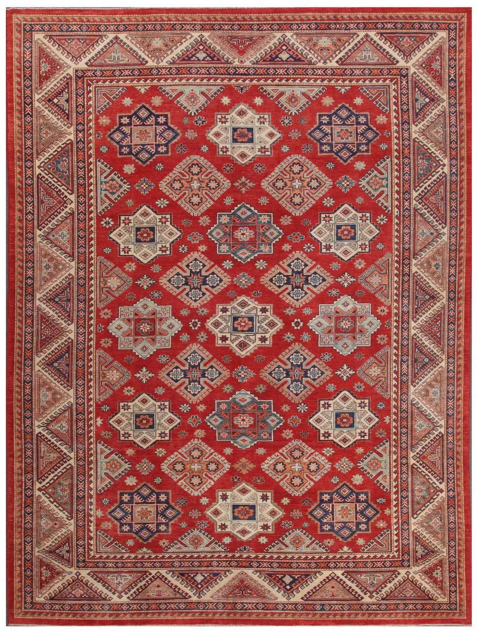 Canvello Kazak Hand - Knotted Lamb's Wool Area Rug - 10' X 13'7" - Canvello