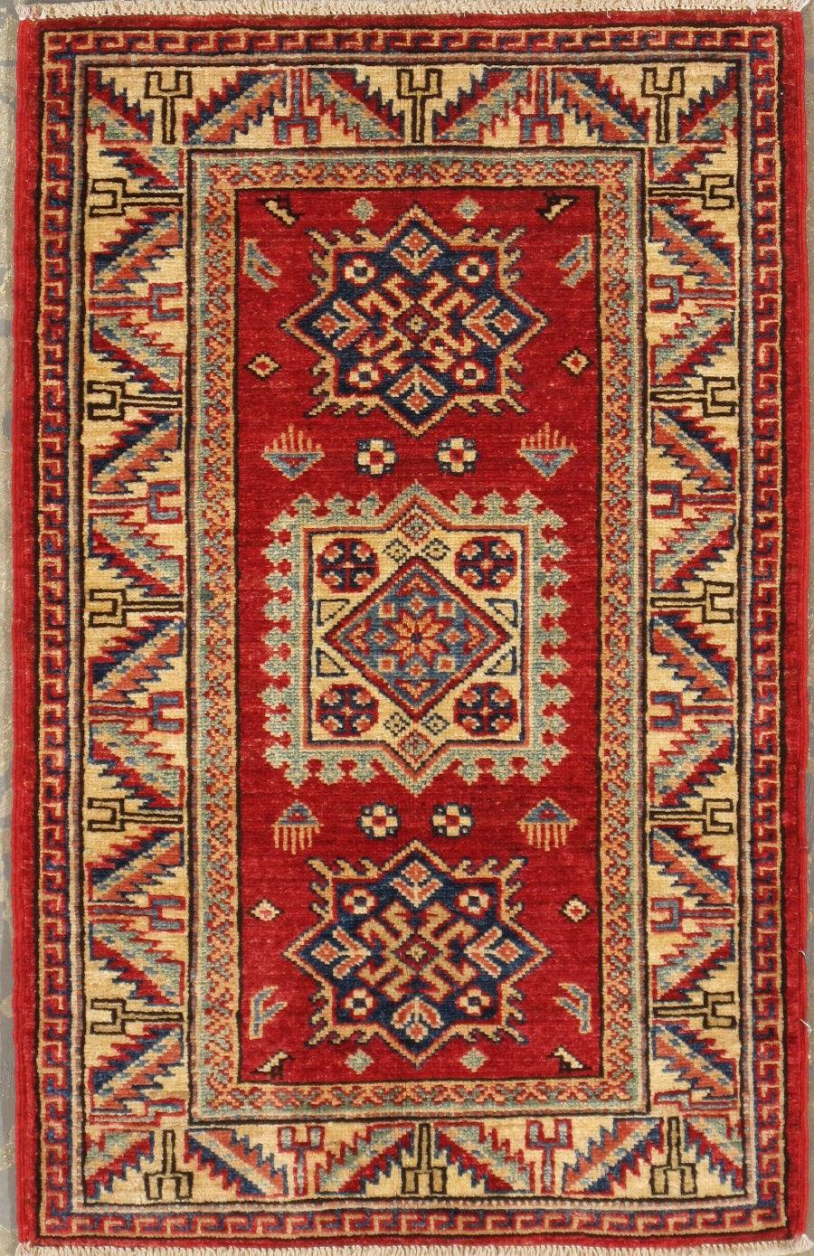 Canvello Kazak Hand - Knotted Lamb's Wool Area Rug - 2' X 2'11" - Canvello