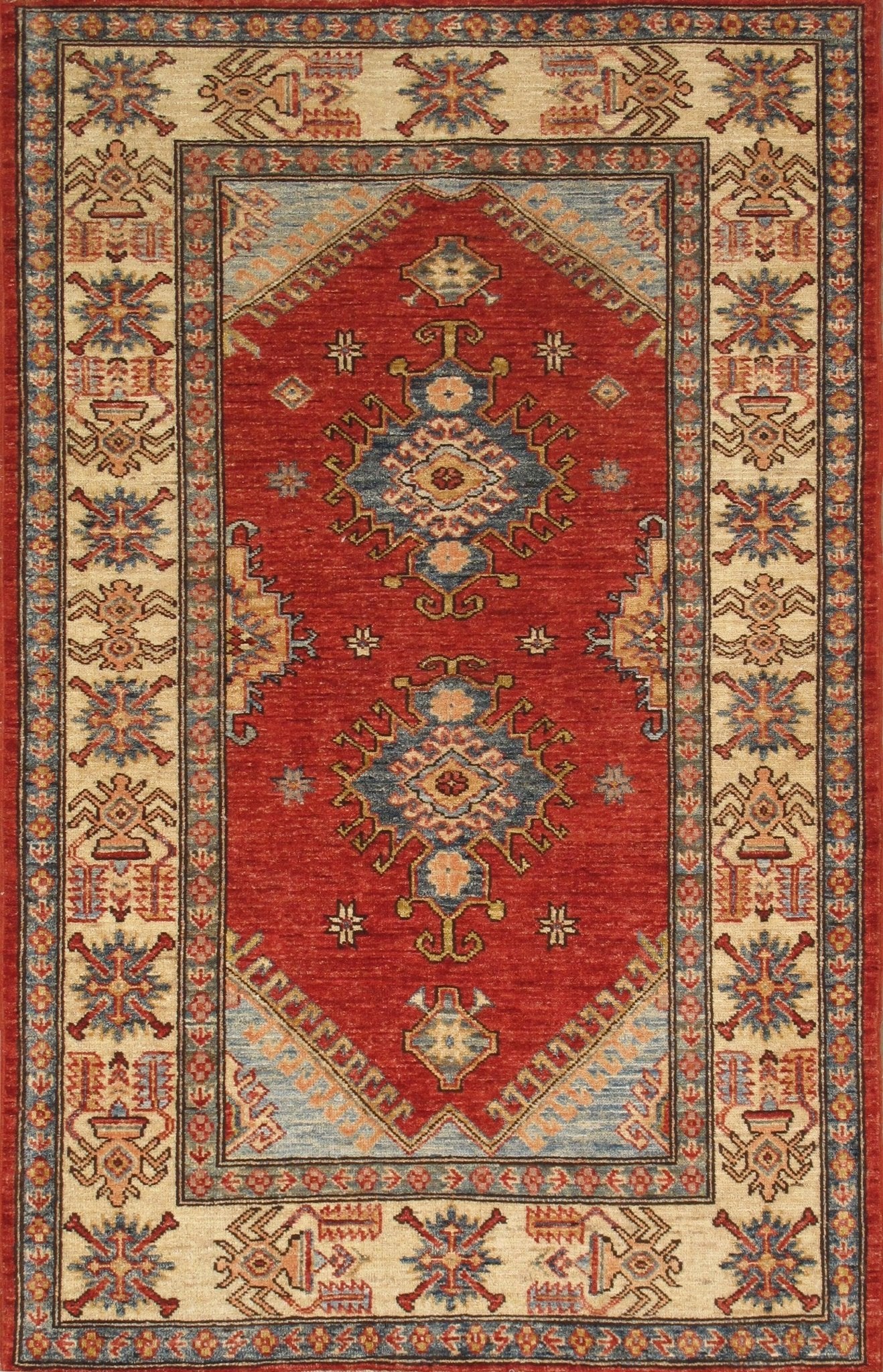 Canvello Kazak Hand - Knotted Lamb's Wool Area Rug - 3'5" X 5'4" - Canvello