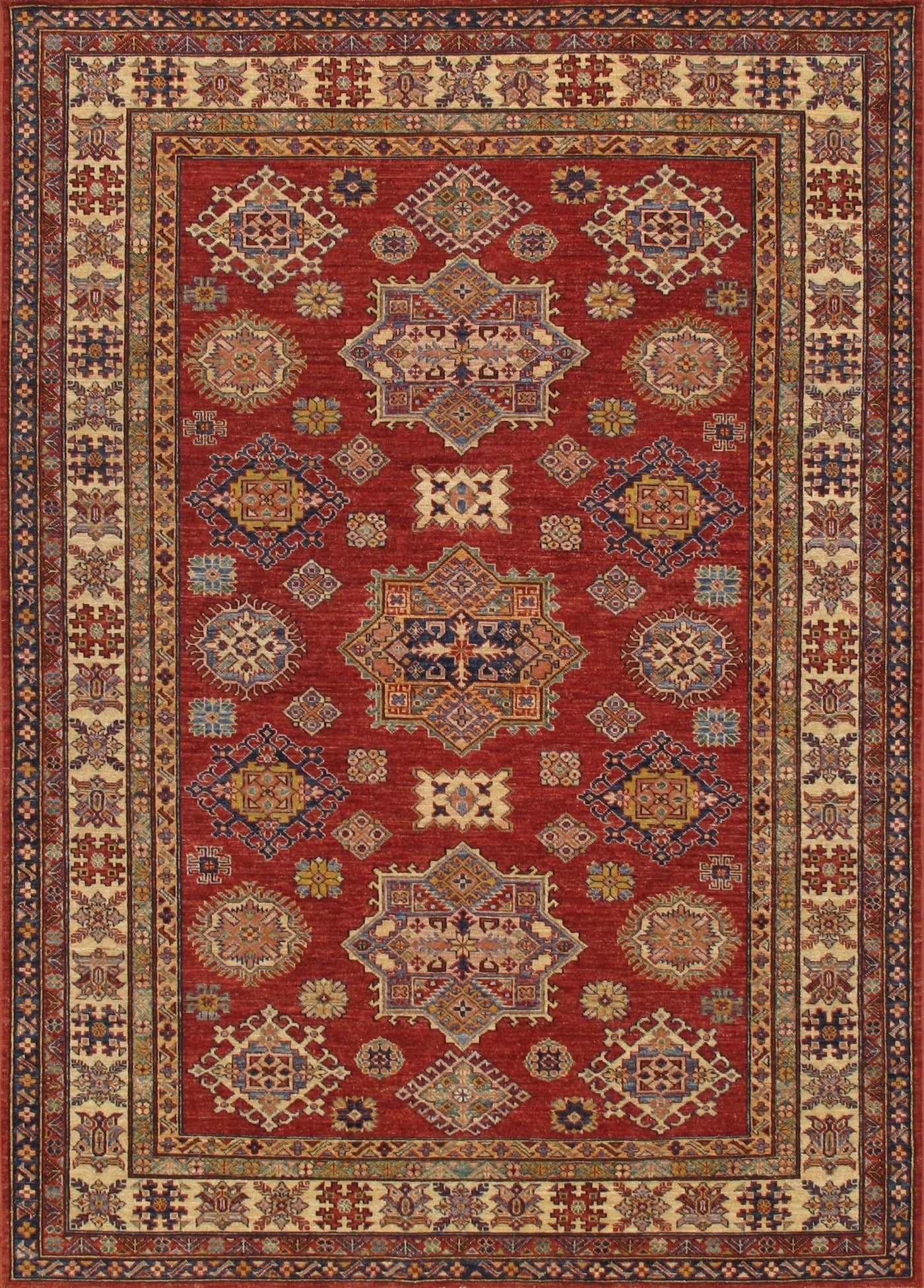 Canvello Kazak Hand - Knotted Lamb's Wool Area Rug - 6' X 8'6" - Canvello